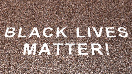 Foto de Concepto conceptual gran comunidad de personas que forman el mensaje BLACK LIVES MATTER. 3d ilustración metáfora de la lucha contra el racismo para poner fin a la discriminación y dar igualdad de derechos a los negros - Imagen libre de derechos