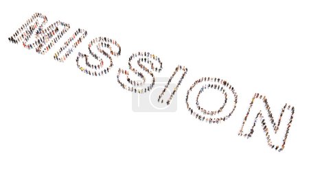Photo for Concept or conceptual large community of people forming the the word MISSION. 3d illustration metaphor for vision and motivation, challenge, growth, achievement, strategy, leadership and success - Royalty Free Image