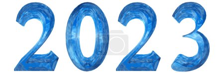 Photo for Concept or conceptual 2024 year made of  blue ice font isolated on white background. An abstract 3D illustration as a  metaphor for future, celebration, nature,  environment, ecology and climate - Royalty Free Image