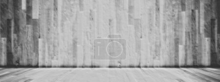 Foto de Blanco madera vieja o madera vintage piso de tablón y fondo de la superficie de la pared como un diseño de patrón vintage para proyectos retro, grunge y creativos en construcciones, arquitectura y diseño de interiores - Imagen libre de derechos