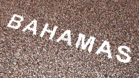 Foto de Concepto o gran comunidad conceptual de personas que forman la palabra BAHAMAS. 3d ejemplo metáfora de la cultura, la historia y la educación, la política, la economía y los negocios, viajes y aventuras - Imagen libre de derechos