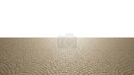 Foto de Conceptual fondo beige sólido de piso de textura de adoquín onda y pared blanca como un diseño de patrón moderno. metáfora de la ilustración 3d para la construcción, arquitectura, diseño urbano e interior - Imagen libre de derechos