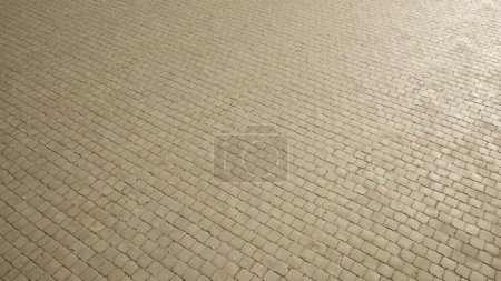 Concept or conceptual solid beige background of smooth cobblestone texture floor as a modern pattern layout. A 3d illustration metaphor for construction, architecture, urban and interior design 