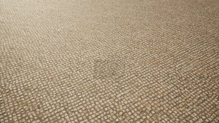 Concepto de fondo beige sólido conceptual de piso de textura de adoquín como un diseño de patrón moderno. Una metáfora de la ilustración 3d para la construcción, arquitectura, diseño urbano e interior 