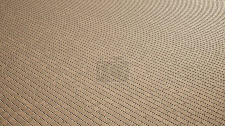 Concept or conceptual vintage or grungy beige background of brick texture floor as a retro pattern layout. A 3d illustration for construction, architecture, urban and interior design 