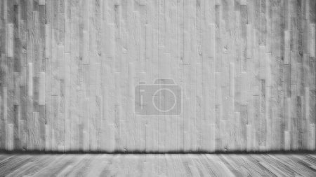 Foto de Blanco madera vieja o madera vintage piso de tablón y fondo de la superficie de la pared como un diseño de patrón vintage para proyectos retro, grunge y creativos en construcciones, arquitectura y diseño de interiores - Imagen libre de derechos