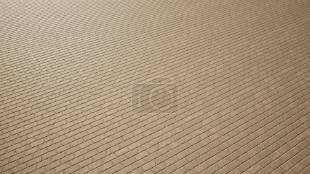 Téléchargez les photos : Concept ou concept vintage ou grungy fond beige de plancher de texture de brique comme une disposition de motif rétro. Illustration 3D pour la construction, l'architecture, le design urbain et d'intérieur - en image libre de droit
