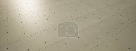 Konzept oder konzeptionelle solide beige Hintergrund aus gegossenem Beton Textur Boden als modernes Muster Layout. Eine 3D-Illustrationsmetapher für Bauwesen, Architektur, Stadt- und Innenarchitektur 