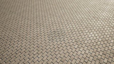 Photo for Concept or conceptual solid beige background of brick pavement texture floor as a modern pattern layout. A 3d illustration metaphor for construction, architecture, urban and interior design - Royalty Free Image