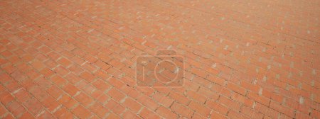Photo for Concept or conceptual vintage or grungy brown background of bare brick texture floor as a retro pattern layout. A 3d illustration metaphor for construction, architecture, urban and interior design - Royalty Free Image