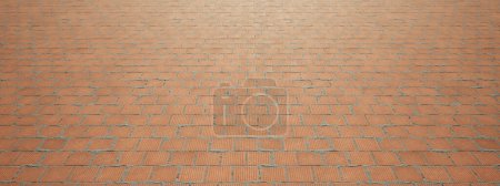 Concept or conceptual vintage or grungy brown background of bare brick texture floor as a retro pattern layout. A 3d illustration metaphor for construction, architecture, urban and interior design 