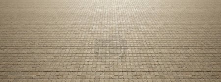Photo for Concept conceptual solid beige background of cobblestone texture floor as a modern pattern layout. A 3d illustration metaphor for construction, architecture, urban and interior design - Royalty Free Image