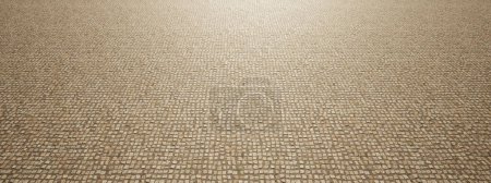 Photo for Concept conceptual solid beige background of cobblestone texture floor as a modern pattern layout. A 3d illustration metaphor for construction, architecture, urban and interior design - Royalty Free Image
