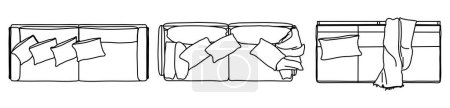 Illustration for Concept or conceptual set or collection of loveseat couches from different perspectives on white. Vector as a metahor for architecture and interior design, modern style, home and business - Royalty Free Image