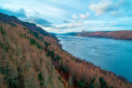 Foto de The famous Loch Ness in Scotland Aerial View - Imagen libre de derechos