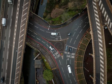 Foto de Aerial View of Vehicles Driving on Spaghetti Junction - Imagen libre de derechos