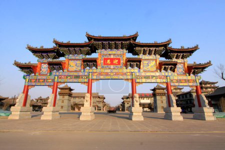 Photo for LUAN COUNTY - MARCH 9: Traditional Chinese style large arch, in the ancient Luanzhou city, on march 9, 2014, Luan county, hebei province, China. - Royalty Free Image