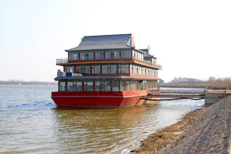 Photo for LUAN COUNTY - MARCH 9: Cruise ships in the luanhe river scenic area, on march 9, 2014, Luan county, hebei province, China. - Royalty Free Image