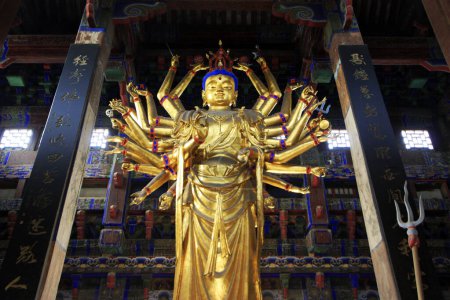 Photo for YUTIAN MAY 18Buddism godness Guanyin Buddhist sculpture, in the Jijue Temple on may 18, 2014, Yutian county, Hebei Province, China. - Royalty Free Image