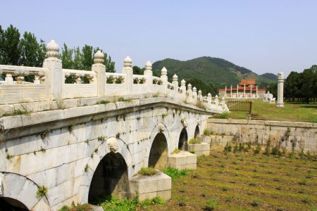 Photo for ZUNHUA MAY 18ancient China stone bridge landscape architecture in the Eastern Tombs of the Qing Dynasty on may 18, 2014, Zunhua county, Hebei Province, China. - Royalty Free Image
