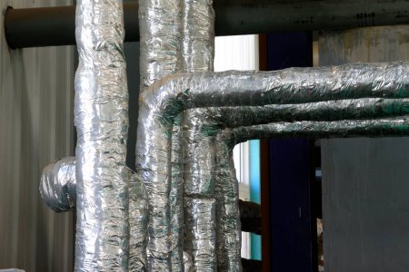 Foto de Thermal insulation pipe, closeup of photo - Imagen libre de derechos