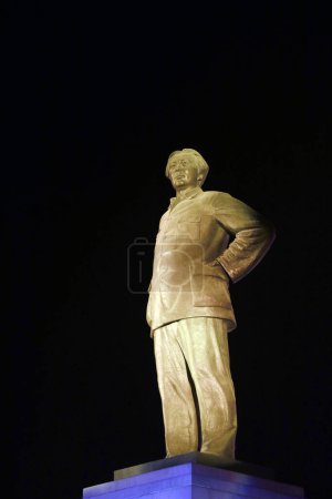 Téléchargez les photos : La statue du chef chinois Mao Zedong dans la nuit - en image libre de droit