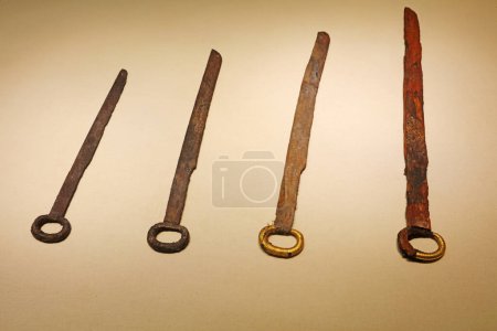 Photo for Ancient Chinese iron artifacts, unearthed cultural relics - Royalty Free Image