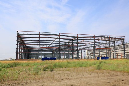 Photo for Steel frame of industrial factory buildin - Royalty Free Image