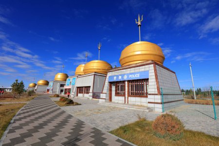 Photo for Spruce Park in Baiyin Aobao sandy land, Keshiketeng World Geopark, Inner Mongolia - Royalty Free Image