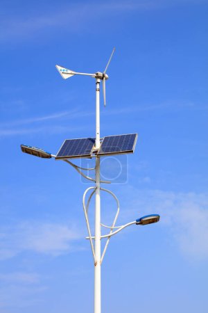 Photo for Wind energy solar street lam - Royalty Free Image