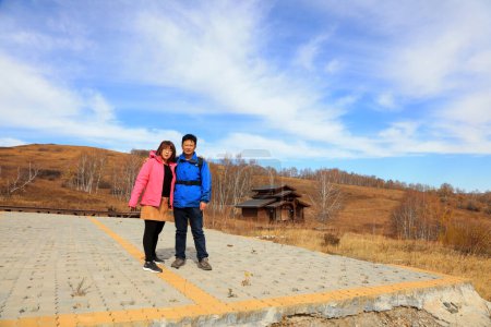Foto de Inner Mongolia, China - October 2, 2017: Tourists in huanggangliang scenic spot, Keshiketeng Banner, Chifeng City, Inner Mongolia, China - Imagen libre de derechos