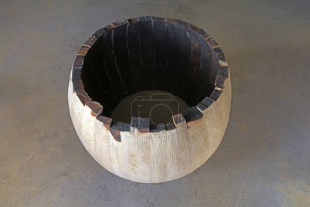 Photo for Chinese drum wooden Partially Prepared Products in the worksho - Royalty Free Image