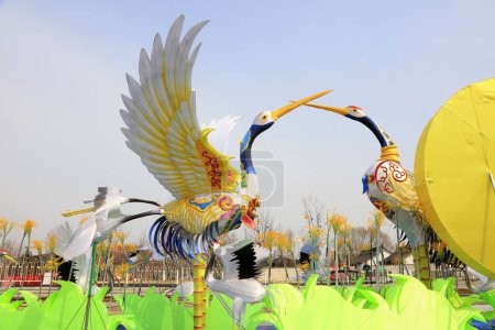 Photo for Red-crowned crane shaped lantern - Royalty Free Image
