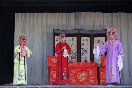 Photo for Luannan county - March 1, 2018: Chinese traditional costume drama performance on stage, luannan county, hebei province, China - Royalty Free Image