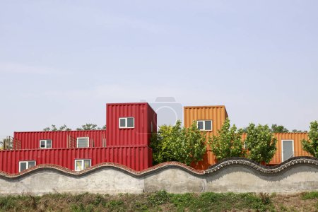 Photo for Container buildings in a park, China - Royalty Free Image