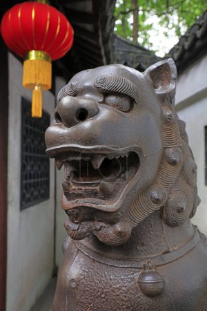 Photo for Shanghai, China - May 31, 2018: Iron lion sculpture in Yu Garden, Shanghai, China - Royalty Free Image