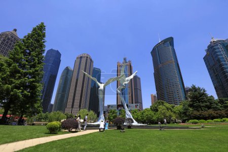Photo for Shanghai, China - June 1, 2018: Huixiang green space sculpture in the Lujiazui green space Park, Shanghai, China - Royalty Free Image