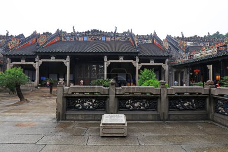 Photo for Ancient ancestral hall courtyard with Chinese architectural style, Guangzhou City, Guangdong Province, China - Royalty Free Image