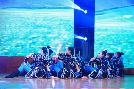 Photo for Luannan County - January 29, 2019: Children's Dance Performance on the Stage, Luannan County, Hebei Province, China - Royalty Free Image