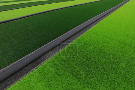 Photo for Artificial lawn laying at sports field - Royalty Free Image