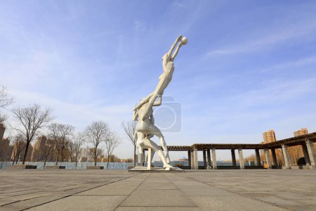 Photo for Volleyball players sculpture in the square, Chin - Royalty Free Image