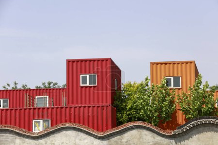 Photo for Container buildings in a park, China - Royalty Free Image