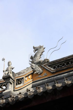 Photo for Shanghai, China - June 2, 2018: The sculpture on the roof ridge is in Chenxiang Pavilion, Shanghai, China - Royalty Free Image
