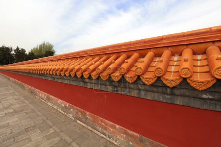Photo for Yellow tile and red wall architectural landscape in Ditan Park, Beijing, China, 2007 - Royalty Free Image