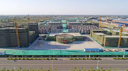 Photo for LUANNAN COUNTY, Hebei Province, China - May 6, 2019: Urban architectural scenery in LUANNAN Economic Development Zone, aerial photos. - Royalty Free Image