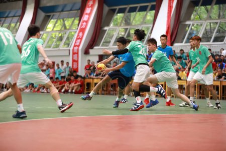 Foto de Condado de Luannan, China - 14 de agosto de 2019: China Junior Handball Match U Series Competition Site, Condado de Luannan, provincia de Hebei, China - Imagen libre de derechos