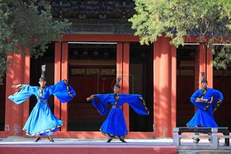 Téléchargez les photos : Pékin, Chine, 5 octobre 2019 : Rituel Dacheng et exécution musicale du temple Confucius à Pékin. - en image libre de droit