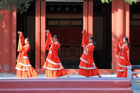 Photo for Beijing, China, October 5, 2019: Dacheng ritual and music performance of Confucius Temple in Beijing. - Royalty Free Image
