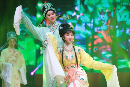 Photo for LUANNAN COUNTY, Hebei Province, China - December 30, 2019: Chinese traditional folk dance performance on stage. - Royalty Free Image