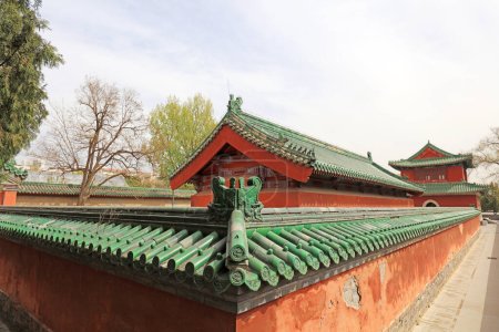 Photo for Beijing, China - April 6, 2019: Chinese classical glazed tile architecture landscape in Ditan Park, Beijing, China - Royalty Free Image